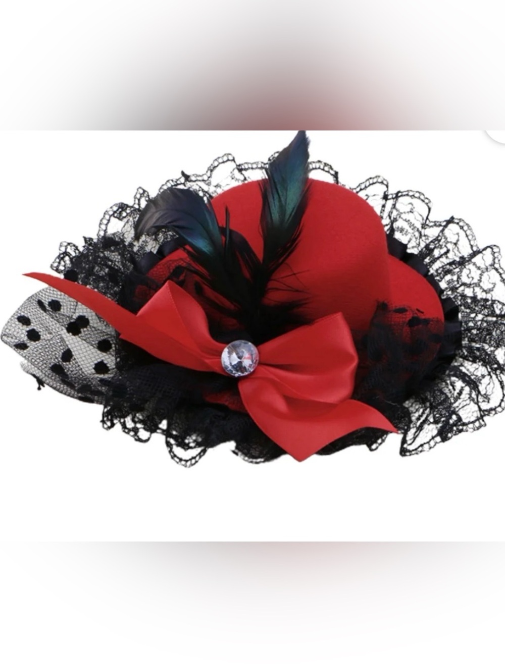 Girls Fascinator Hat with Black Feather & Bow